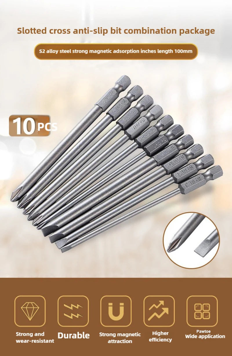 Screwdriver Set Strong Magnetic Batch Head Steel Slotted Cross Screw Driver Bits Car Repair Utility Electric Tool Accessories