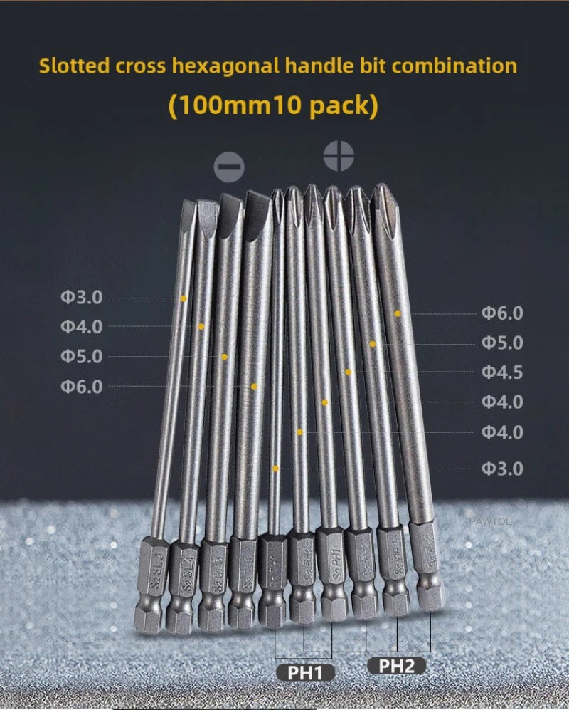 Screwdriver Set Strong Magnetic Batch Head Steel Slotted Cross Screw Driver Bits Car Repair Utility Electric Tool Accessories