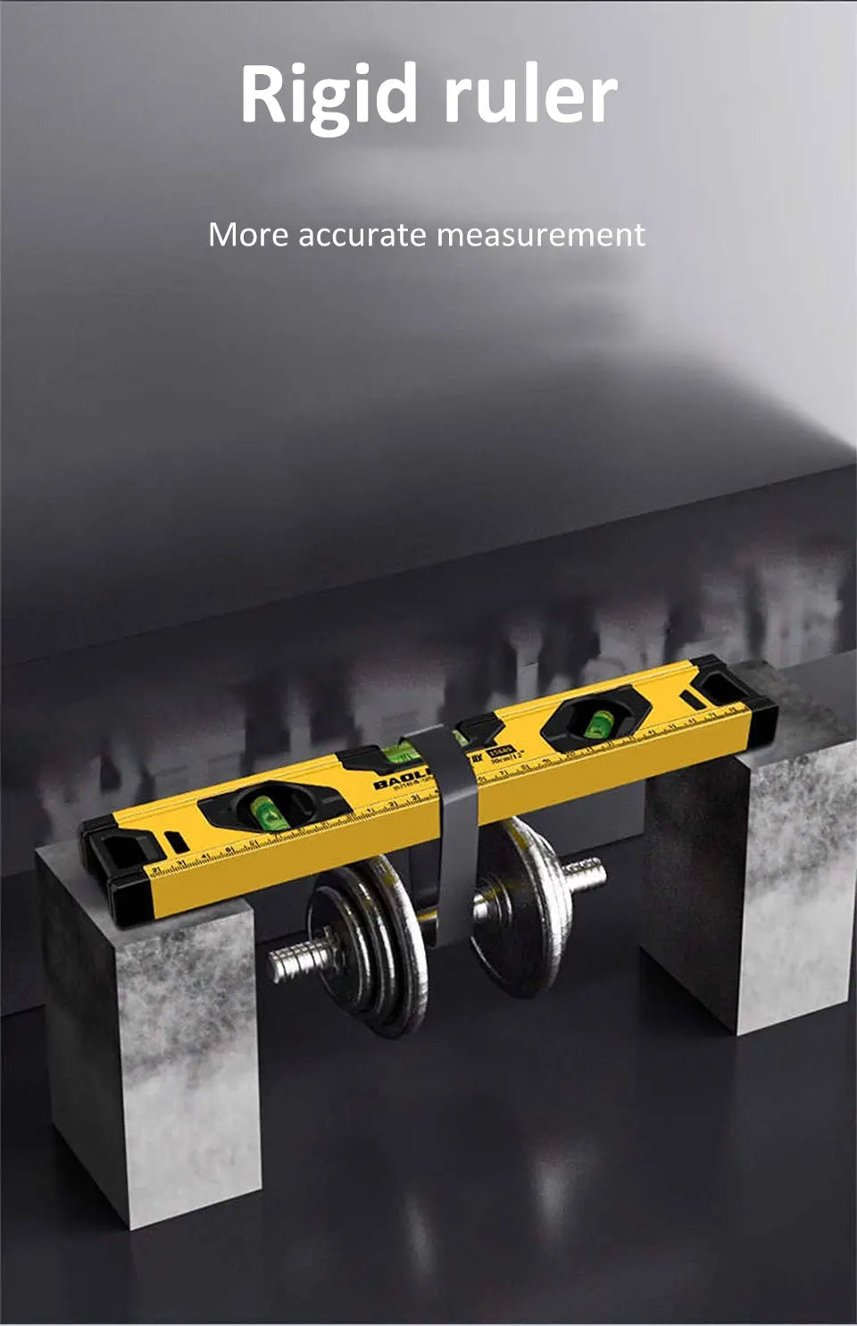 Spirit Level Aluminum Alloy Magnetic Level Ruler 180/90/45-Degree Bubbles Measuring Leveler Tool With Shock Absorbing End Caps