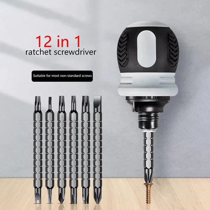 New Ratchet Screwdriver Set Dual-Purpose Short Shaped Radish Head Screwdriver High Hardness Labor-Saving Screwdriver DIY Tools