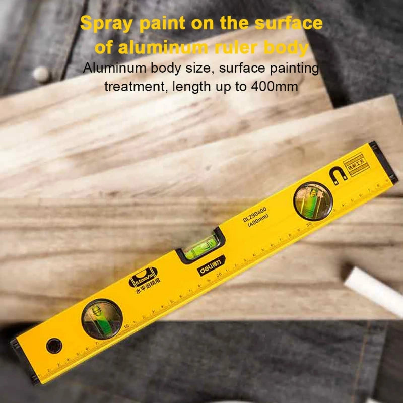 Deli High Precision Spirit Level Magnetic High Bearing Ruler Lever Bubbles Rustproof Horizontal Ruler Spirit Level Balance Ruler