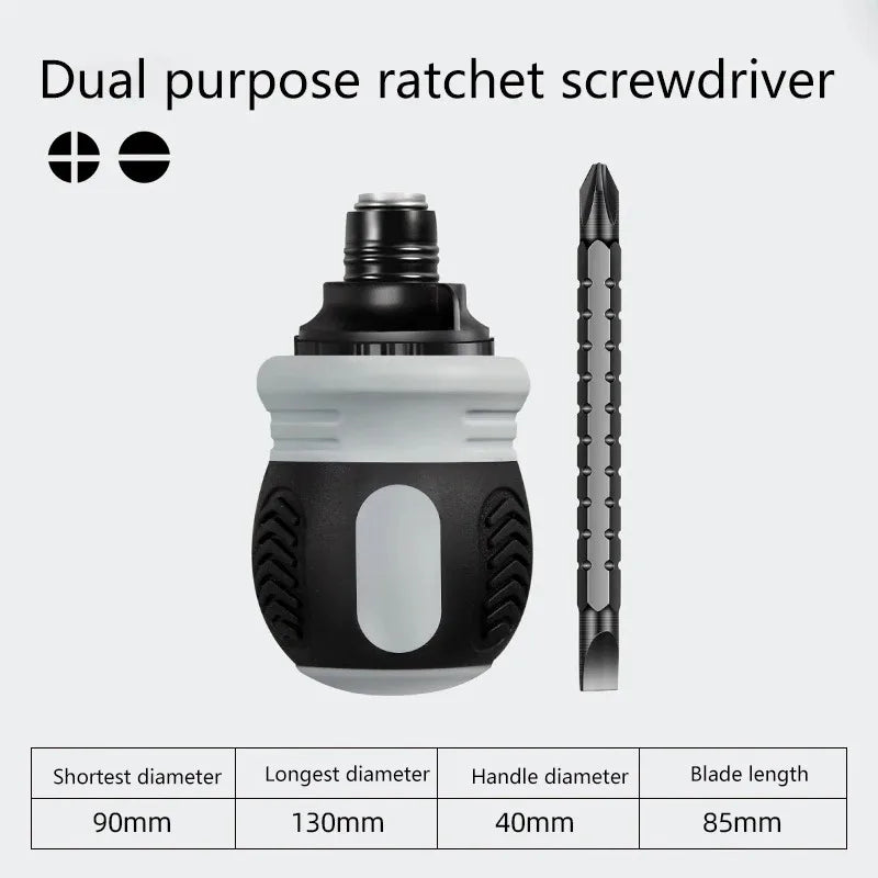 New Ratchet Screwdriver Set Dual-Purpose Short Shaped Radish Head Screwdriver High Hardness Labor-Saving Screwdriver DIY Tools