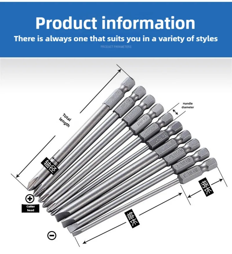 Screwdriver Set Strong Magnetic Batch Head Steel Slotted Cross Screw Driver Bits Car Repair Utility Electric Tool Accessories