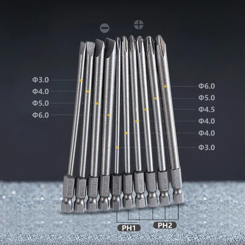 Screwdriver Set Strong Magnetic Batch Head Steel Slotted Cross Screw Driver Bits Car Repair Utility Electric Tool Accessories