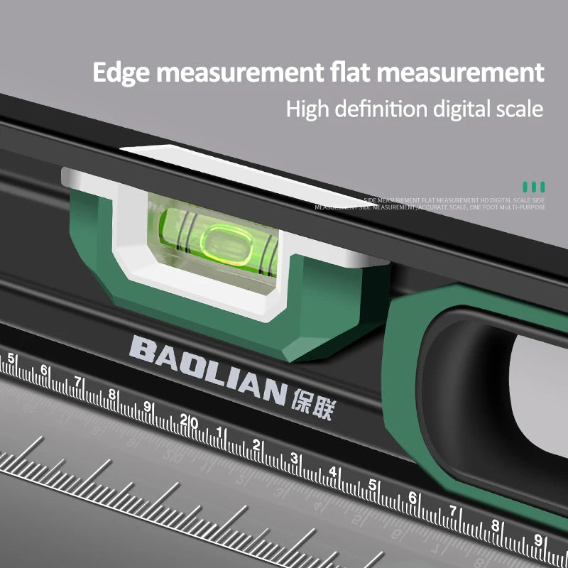 Spirit Level Aluminum Alloy Magnetic Level Ruler 180/90/45-Degree Bubbles Measuring Leveler Tool With Shock Absorbing End Caps
